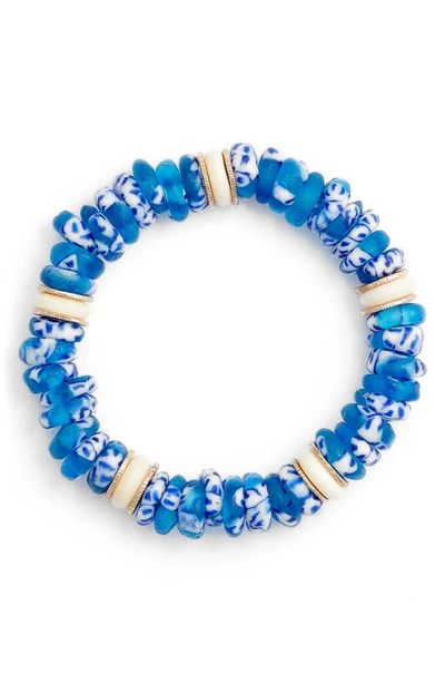 Shop Akola Beaded Stretch Bracelet In Blue Multi