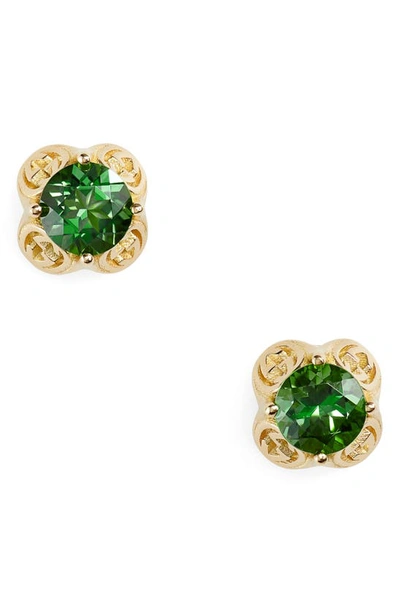 Shop Gucci Interlocking G Stone Stud Earrings In Yellow Gold/ Tourma