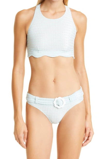 Shop Lisa Marie Fernandez Scallop Two-piece Swimsuit In Sbj Sky Blue Jacquard