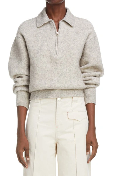 Shop Isabel Marant Rane Half Zip Cotton Blend Sweater In Beige
