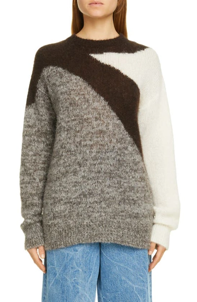 Shop Dries Van Noten Tish Intarsia Oversize Alpaca Blend Sweater In Mid Brown