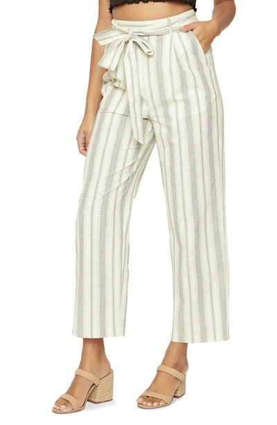 Shop Lost + Wander Terrace On Rialto Belted Stripe Cotton Pants In Black And White Stripe