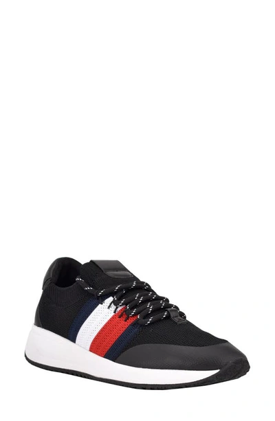 Shop Tommy Hilfiger Rezi Lace-up Knit Sneaker In Black Multi
