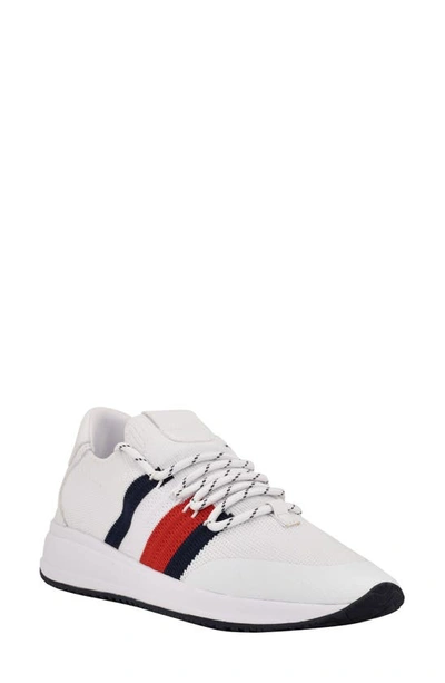 Shop Tommy Hilfiger Rezi Lace-up Knit Sneaker In White Multi