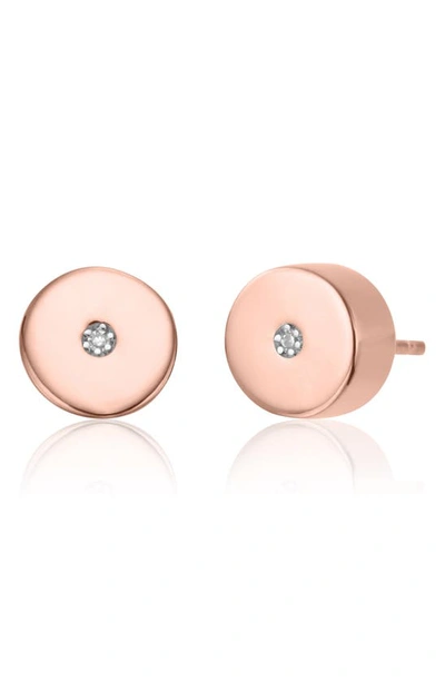 Shop Monica Vinader Linear Solo Diamond Stud Earrings In Rose Gold/ Diamond