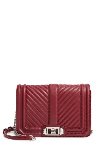Shop Rebecca Minkoff Small Love Leather Crossbody Bag In Pinot Noir