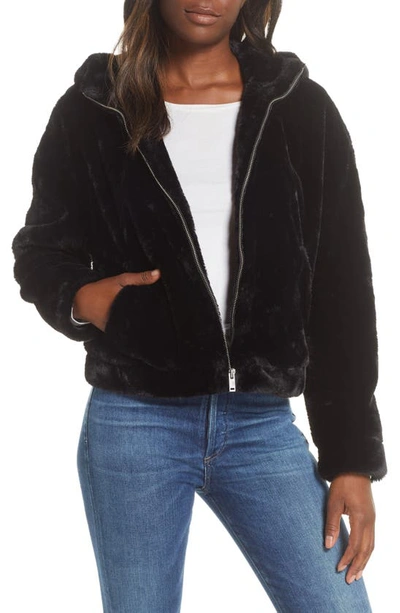 Shop Ugg Mandy Faux Fur Hooded Jacket In Black