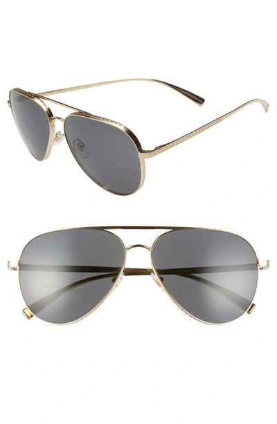 Shop Versace 59mm Aviator Sunglasses In Gold/ Grey Solid