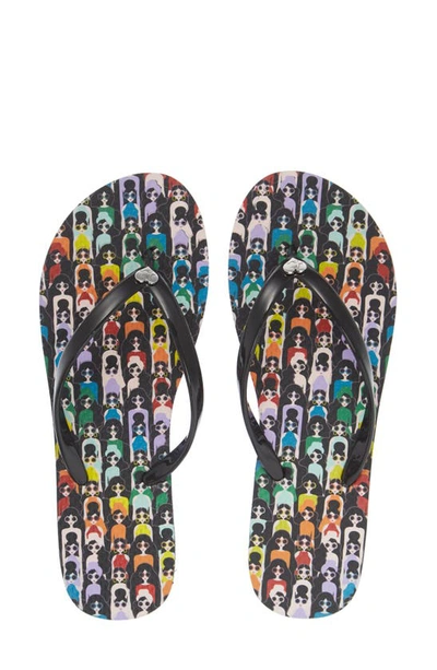 Shop Alice And Olivia Eva Flip-flop In Rainbow Stace Face/ Black