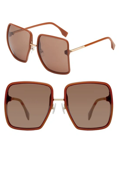 Shop Fendi 59mm Angular Sunglasses In Brick Cora/ Pink