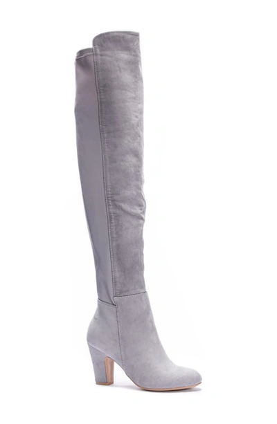 Shop Chinese Laundry Canyons Over The Knee Boot In Grey Suedette