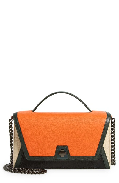 Shop Akris Anouk City Colorblock Leather Top Handle Bag In Stucco/ Orange Multicolor