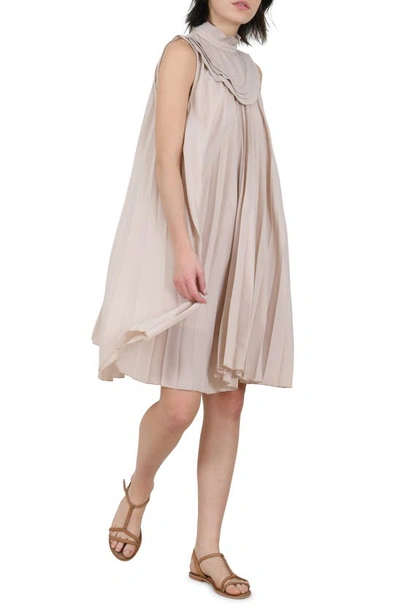 Shop Molly Bracken Pleated Sleeveless Dress In Nude