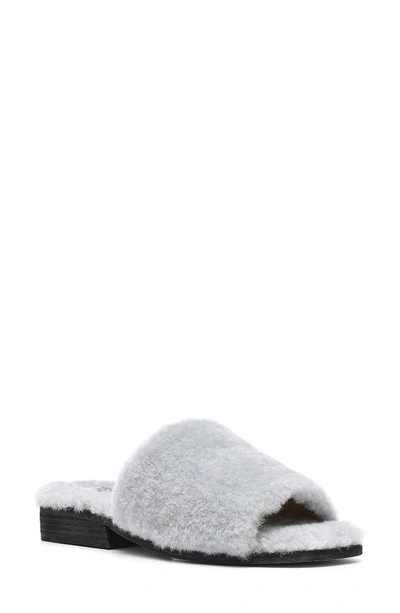 Shop Donald Pliner Leslie Genuine Shearling Slide Sandal In Light Grey