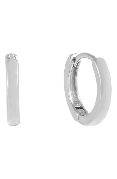 Shop Adinas Jewels Plain Ring Huggie Hoop Earrings In Silver
