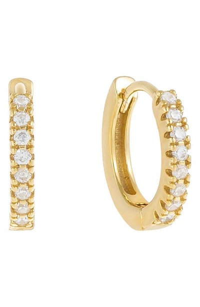 Shop Adinas Jewels Mini Pavé Huggie Hoop Earrings In Gold