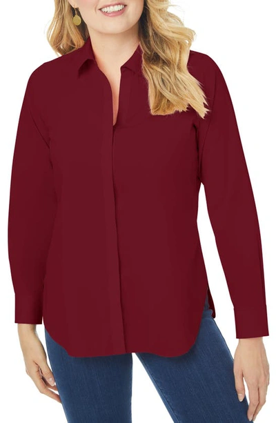 Shop Foxcroft Kylie Non-iron Button-up Shirt In Deep Garnet