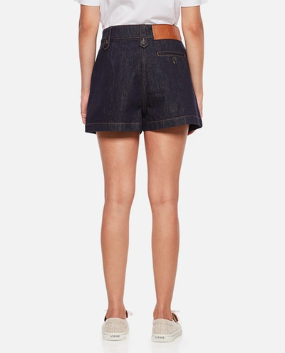 Shop Loewe Cotton Shorts With Belt In Blue