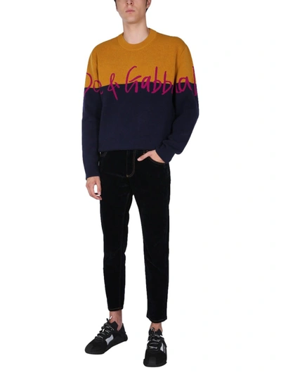 Shop Dolce & Gabbana Sweater With Logo In Multicolour