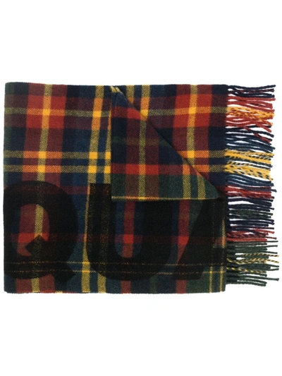 Shop Dsquared2 Checked Virgin Wool Scarf In Green