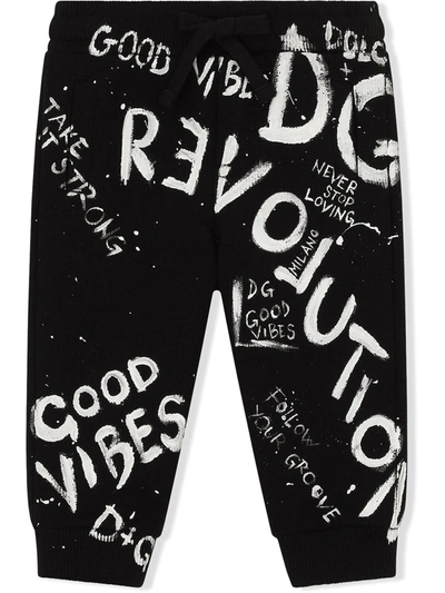 Shop Dolce & Gabbana Graffiti-print Track Trousers In Black