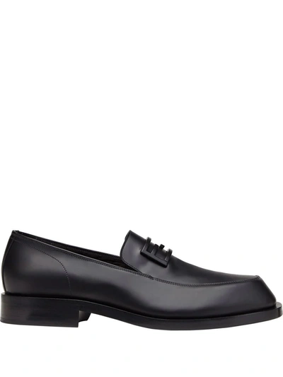 Shop Fendi Ff Baguette-motif Loafers In Black