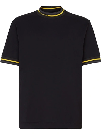 Shop Fendi Contrast Trim T-shirt In Black