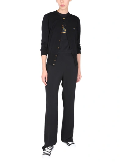 トップス カーディガン Vivienne Westwood Embroidered-logo Virgin-wool Cardigan In Black トップス カーディガン Vivienne Westwood Embroidered-logo Virgin-wool Cardigan In Black