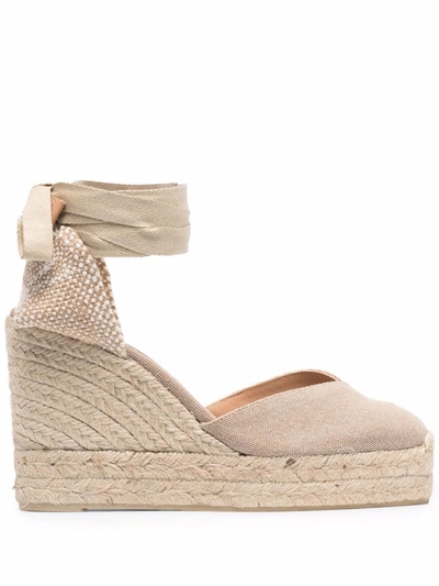 Castaã±er Chiara 110mm Wedge Espadrilles In Nude