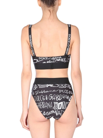 Shop Dolce & Gabbana Bralette With All Over Logo In Black
