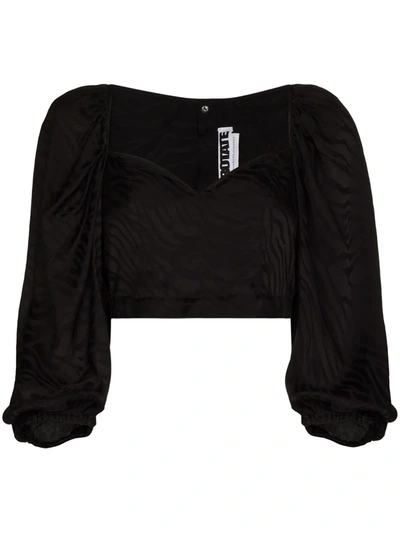 Shop Rotate Birger Christensen Irina Puff-sleeve Blouse In Black