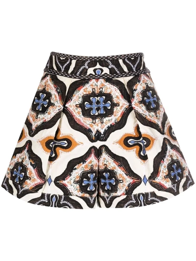 Shop Ulla Johnson Geometric-print Cotton Shorts In Neutrals