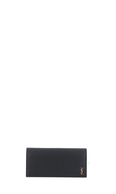 Shop Saint Laurent "tiny Monogram Continental" Wallet In Black