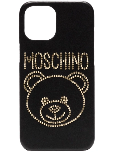 Shop Moschino Studded Teddy Iphone 12 Pro Max Case In Black