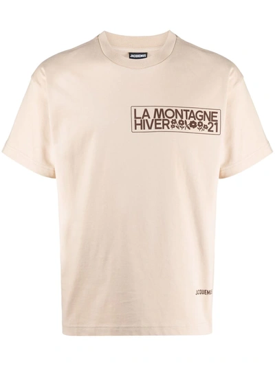 Shop Jacquemus Le T-shirt Montagne Cotton Top In 中性色