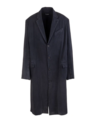 Shop Balenciaga Man Black Worn Out Tailored Coat