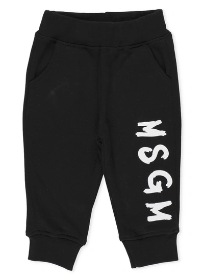 Shop Msgm Logo Trousers In Black
