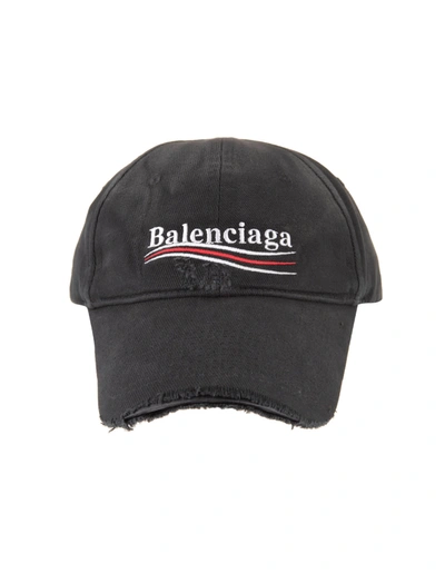 Shop Balenciaga Woman Black Political Campaign Destroyed Baseball Cap In Black/white