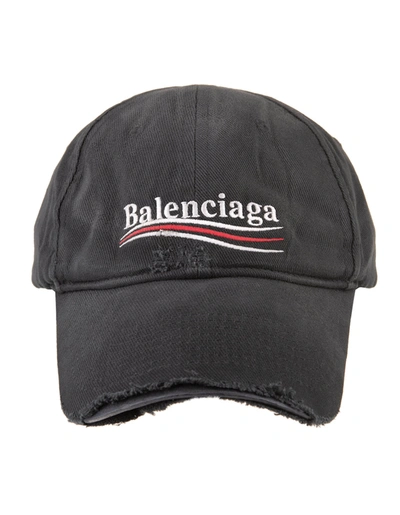 Shop Balenciaga Man Blue Political Campaign Destroyed Baseball Cap In Sapphire/white