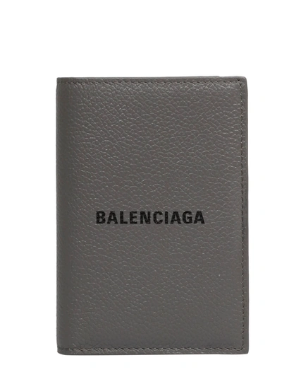Shop Balenciaga Cash Vertical Wallet In Grey