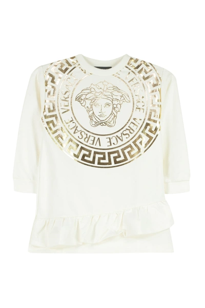 Shop Young Versace Cotton Mini-dress In White