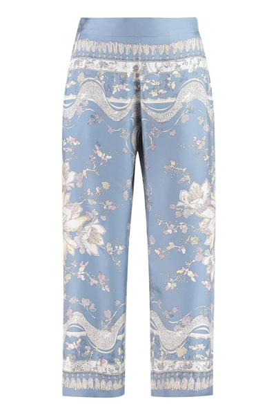 Shop Emilio Pucci Printed Silk Pants In Blue