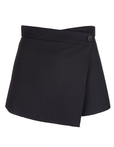 Shop Msgm Wrap Shorts In Black Cady