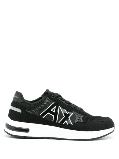 Shop Armani Exchange Logo-print Low-top Sneakers In Black