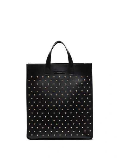 Shop Versace Mini Medusa Studded Shopper Bag In Black
