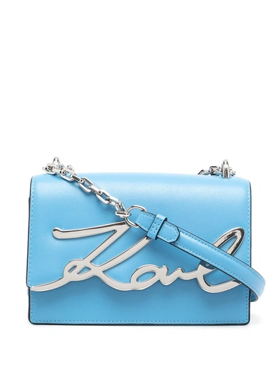 Shop Karl Lagerfeld K/signature Shoulder Bag In Blau