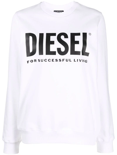 Shop Diesel Logo-print Cotton Sweatshirt In Weiss