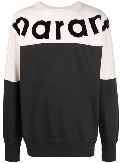 Shop Isabel Marant Étoile Logo-print Two-tone Sweatshirt In Schwarz