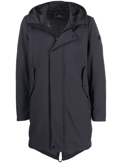 Peuterey Logo Patch Hooded Coat In Blau