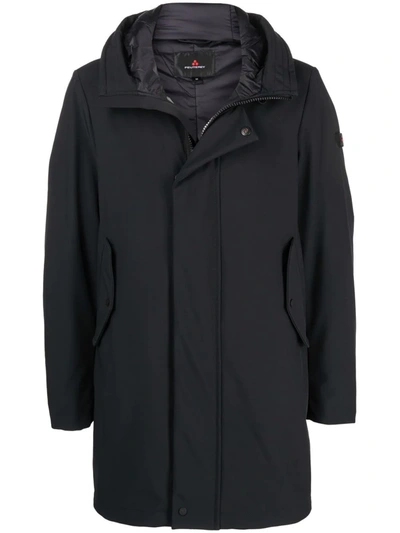 Peuterey Logo Patch Hooded Coat In Schwarz